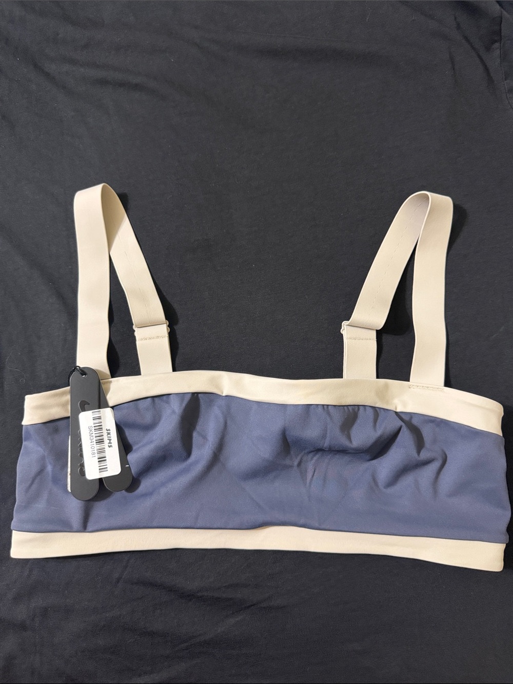 SKIMS Navy and Beige Stretch Bandeau Bralette